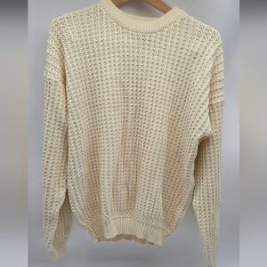 Men's Elegant Cream Knit Crewneck Sweater